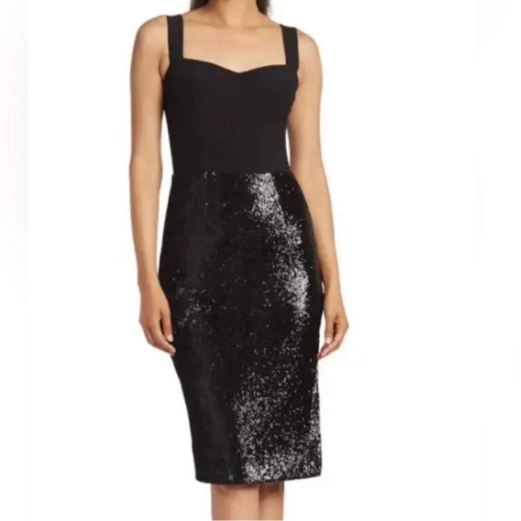 Nwt Dress The Population Black Malise Sequins Dress Size Xs